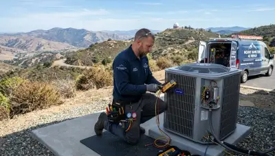 Professional AC repair technician servicing air conditioner unit in San Jose, CA