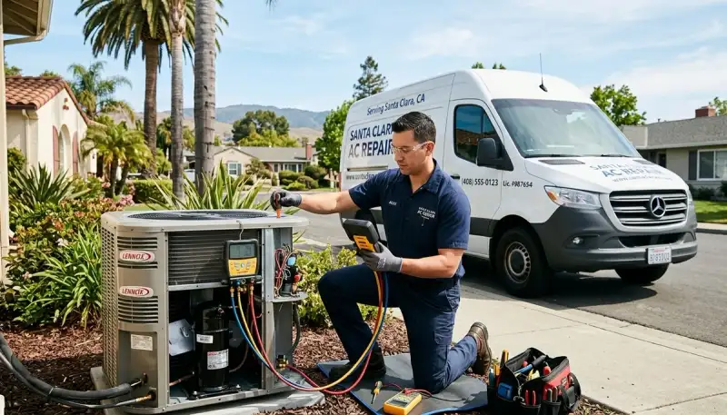 Professional AC repair technician serving residential cooling systems in San Jose, CA