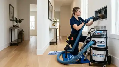 Technician cleaning air ducts for HVAC system in San Jose, CA home | Five Star Cooling