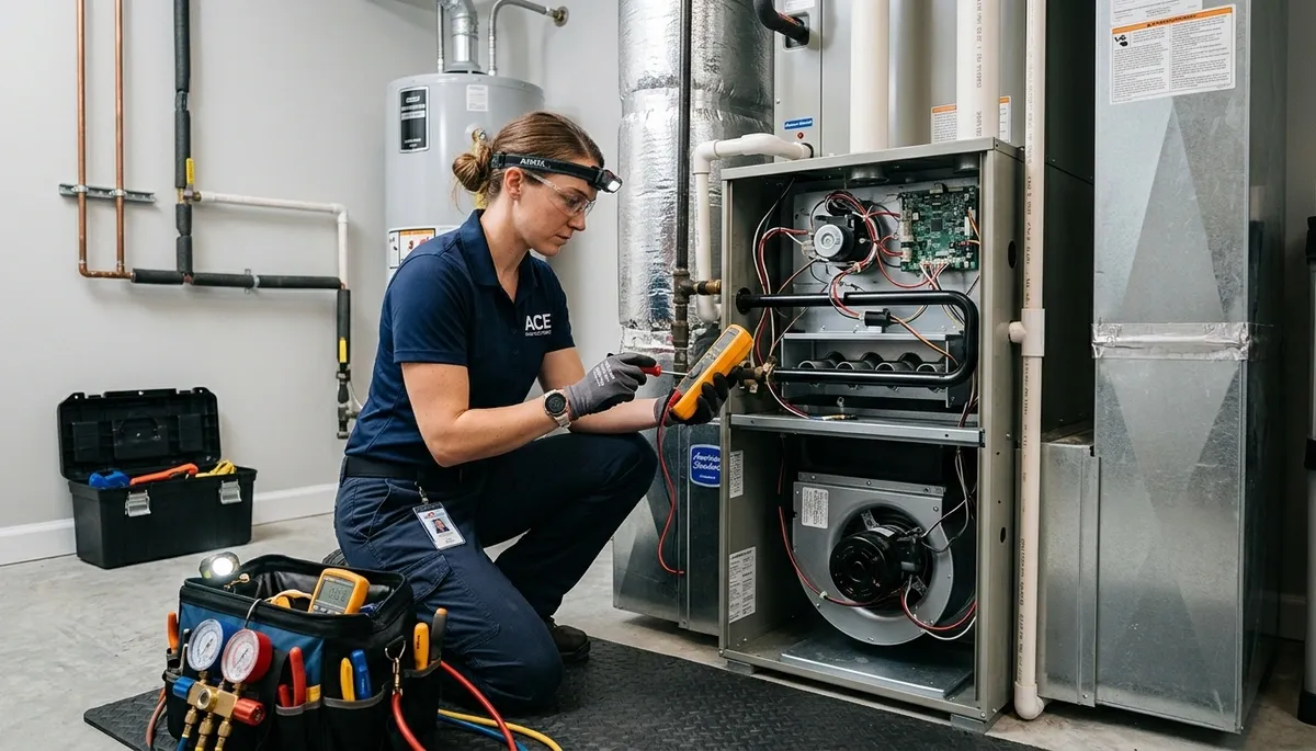 Technician providing expert furnace repair service in San Jose, CA from Five Star Cooling