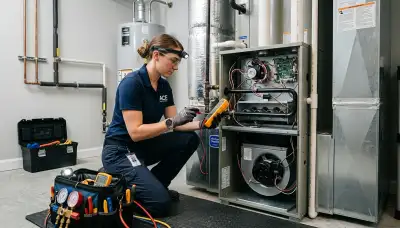 Technician providing expert furnace repair service in San Jose, CA from Five Star Cooling